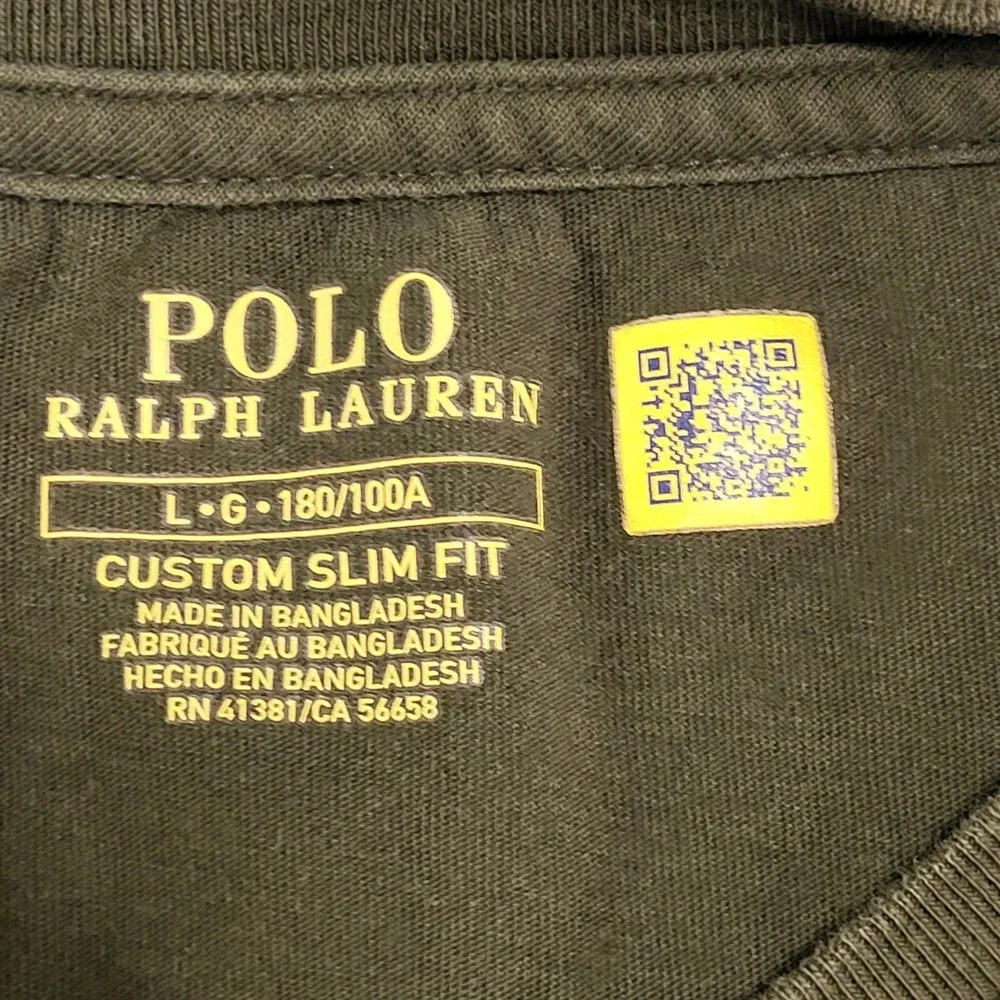 POLO Ralph Lauren Custom Slim Fit Jersey Crewneck T-Shirt Olive Green Size Large
